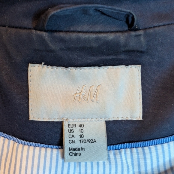 H&M Navy Fitted Blazer SZ 10 - Picture 11 of 13